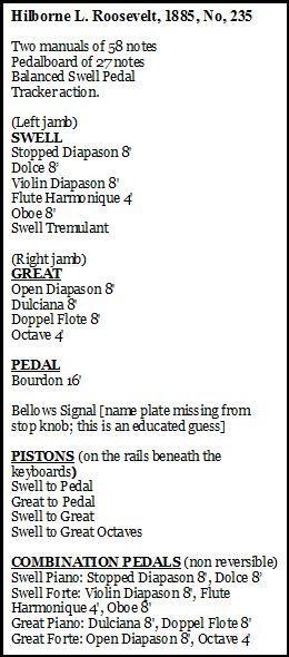 Roosevelt Organ Specs